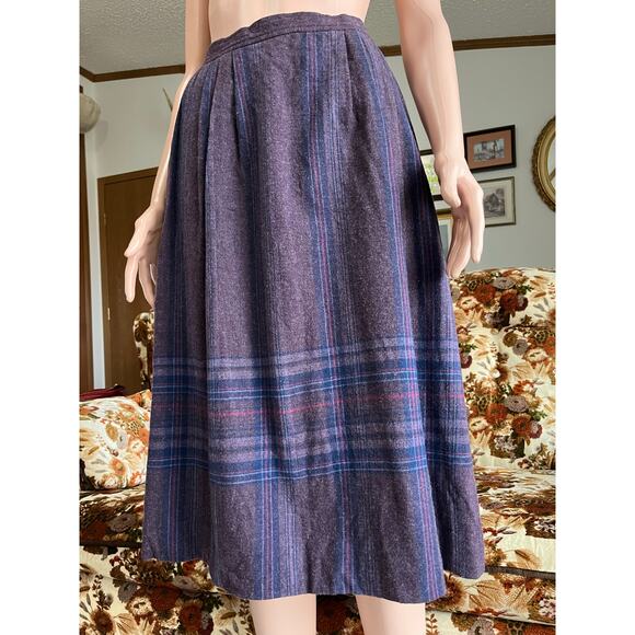 Vintage Pendleton 100% Virgin Wool Plaid Midi Skirt - Picture 5 of 7